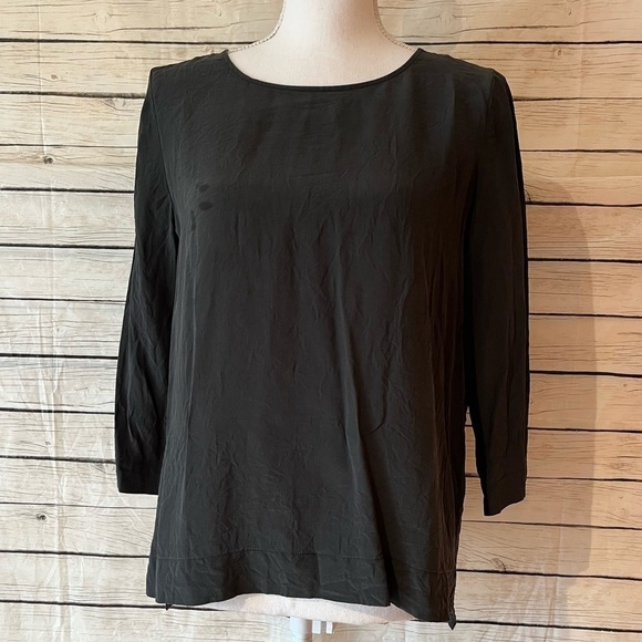 Madewell Silk Retrospect Top In True Black Size Small - Picture 4 of 11